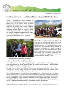 Society Celebrates the Acquisition of Omahu Bush and Gibraltar Rock