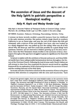 The Ascension of Jesus and the Descent of the Holy Spirit in Patristic Perspective: a Theological Reading Keuy M
