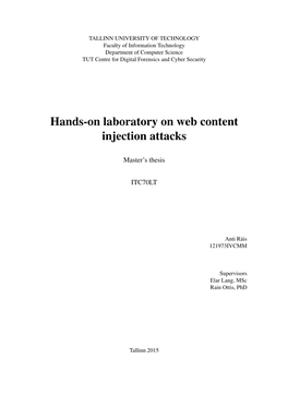 Hands-On Laboratory on Web Content Injection Attacks