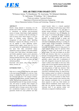 SOLAR TREE for SMART CITY *M.Samson Antony, *S..Dineshkumar, *M