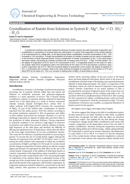 Crystallization of Kainite from Solutions in Syste