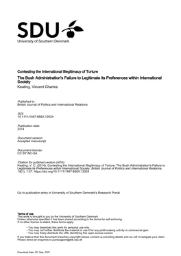 The Bush Administration's Failure to Legitimate Its Preferences Within International Society Keating, Vincent Charles