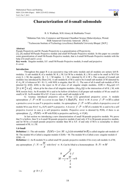 Characterization of Δ-Small Submodule