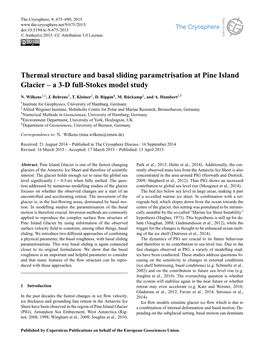 Thermal Structure and Basal Sliding Parametrisation at Pine Island Glacier – a 3-D Full-Stokes Model Study