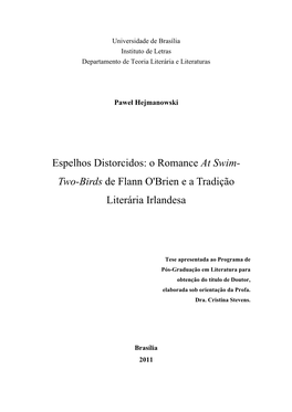 Espelhos Distorcidos: O Romance at Swim- Two-Birds De Flann O'brien E a Tradição Literária Irlandesa