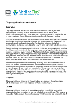 Dihydropyrimidinase Deficiency