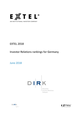 EXTEL 2018 Investor Relations Rankings for Germany