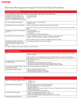 Remote Management Agent Technical Specifications