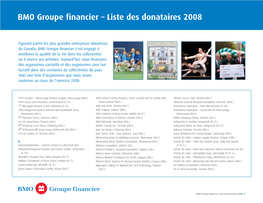 BMO Groupe Financier – Liste Des Donataires 2008