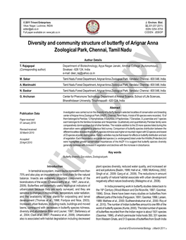 Diversity and Community Structure of Butterfly of Arignar Anna Zoological Park, Chennai, Tamil Nadu