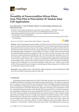 From Thin-Film to Perovskite/C-Si Tandem Solar Cell Applications