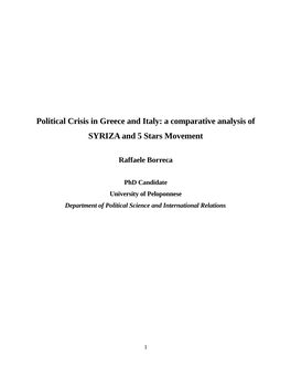 Political Crisis in Greece and Italy: a Comparative Analysis of SYRIZA and 5 Stars Movement