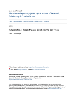 Relationship of Tecate Cypress Distribution to Soil Types