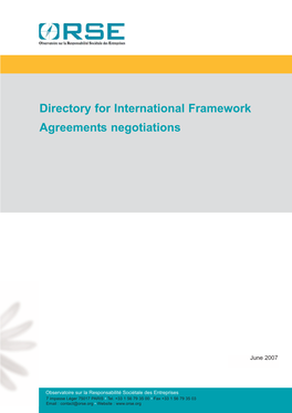 Directory for International Framework Agreements Negotiations