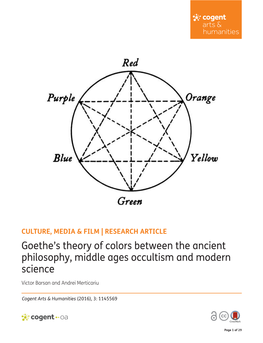 Goethe's Theory of Colors Between the Ancient Philosophy, Middle Ages