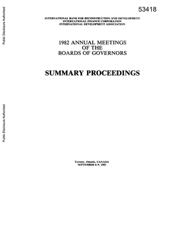 1982 Annual Meetings of the Boards of Governors