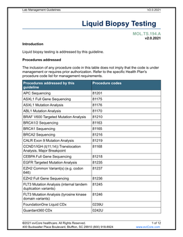 Liquid Biopsy Testing