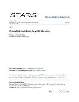 Florida Historical Quarterly, Vol 58, Number 4