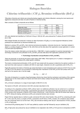 Halogen Fluorides Chlorine Trifluoride ( Clf3 )