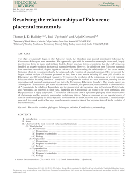 Resolving the Relationships of Paleocene Placental Mammals