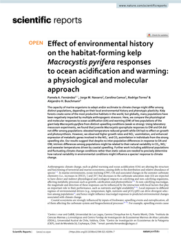 Effect of Environmental History on the Habitat-Forming Kelp Macrocystis