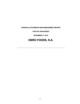 Ebro Foods, S.A. Individual Annual Accounts 2019