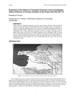 Evaluation of the Nature of Tiwanaku Presence in the Cochabamba Valley of Bolivia: a Ceramic Analysis of the Pirque Alto Site (CP-11)