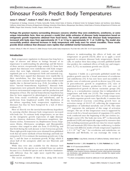 Dinosaur Fossils Predict Body Temperatures