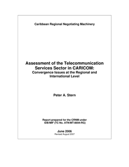 Assessment of the Telecommunication Services Sector in CARICOM: Convergence Issues at the Regional and International Level