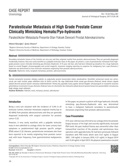 Paratesticular Metastasis of High Grade Prostate Cancer Clinically