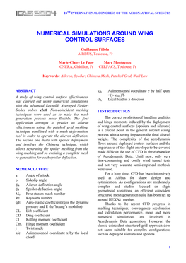 Numerical Simulation Around Wing Control Surfaces