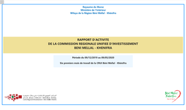 Rapport D'activite De La Commission Regionale Unifiee D'investissement Beni Mellal - Khenifra