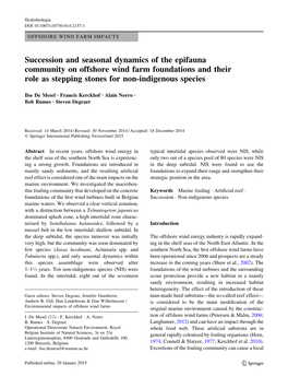 Succession and Seasonal Dynamics of the Epifauna Community on Offshore Wind Farm Foundations and Their Role As Stepping Stones for Non-Indigenous Species