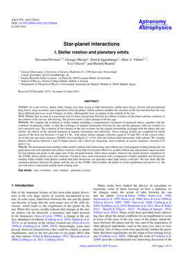 Star-Planet Interactions I