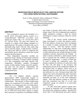 Investigation of Micro-Pilot Fuel Ignition System for Large Bore Natural Gas Engines