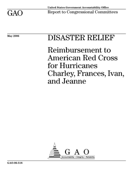 Reimbursement to American Red Cross for Hurricanes Charley, Frances, Ivan, and Jeanne