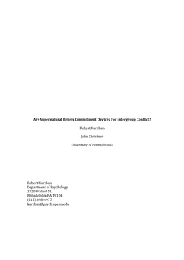 Are Supernatural Beliefs Commitment Devices for Intergroup Conflict?