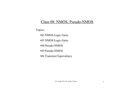 Class 08: NMOS, Pseudo-NMOS