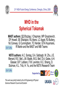 MHD in the Spherical Tokamak