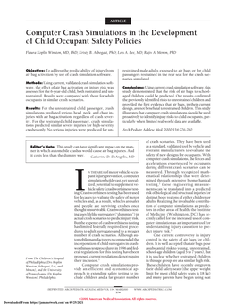 Computer Crash Simulations in the Development of Child Occupant Safety Policies
