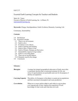 6.61.2.5 Essential Earth Learning Concepts for Teachers and Students
