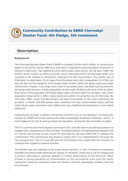 Community Contribution to EBRD Chernobyl Shelter Fund: 4Th Pledge, 5Th Instalment