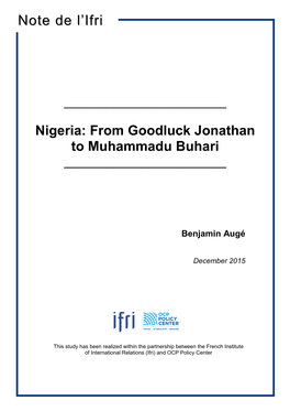 Nigeria: from Goodluck Jonathan to Muhammadu Buhari ______