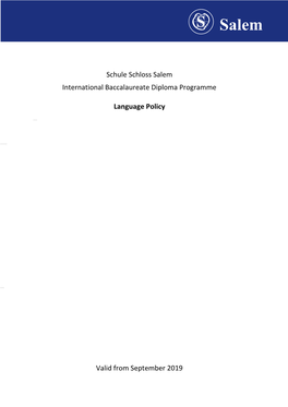 IB Salem Language Policy Sept 2019