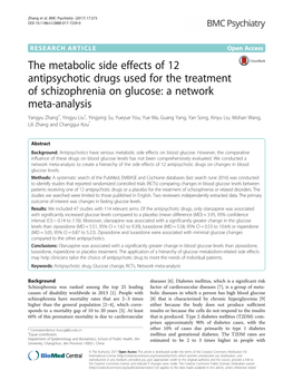 The Metabolic Side Effects of 12 Antipsychotic Drugs Used for The