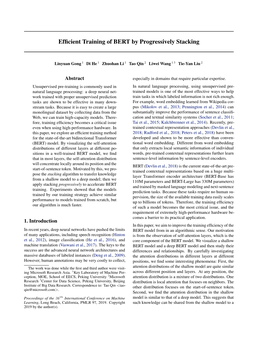 Efficient Training of BERT by Progressively Stacking