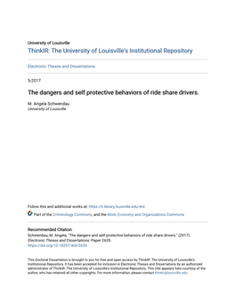 The Dangers and Self Protective Behaviors of Ride Share Drivers