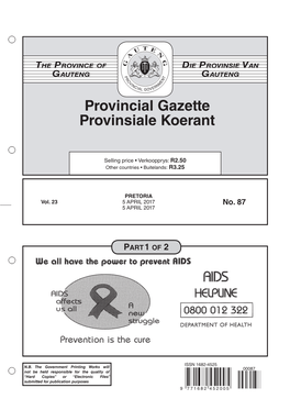 Provincial Gazette Provinsiale Koerant