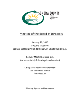 Sonoma County Waste Management Agency Agenda Packet January 20, 2016
