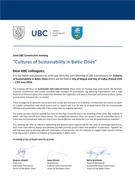 “Cultures of Sustainability in Baltic Cities”